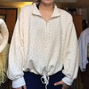 leopard print quarter zip pullover